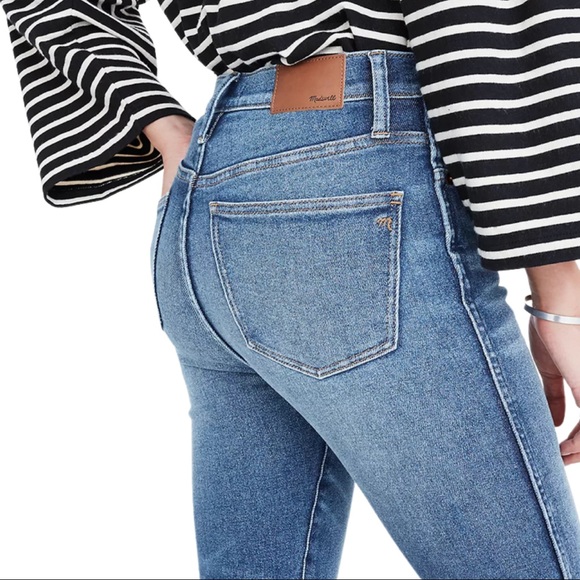 Madewell Petite 10” High Rise Button Front Raw Hem Skinny Jeans Cordova Wash NWT - Picture 9 of 16